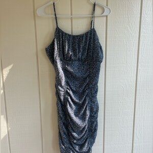 Fashion Nova Blue Sequin Ruched Mini Dress